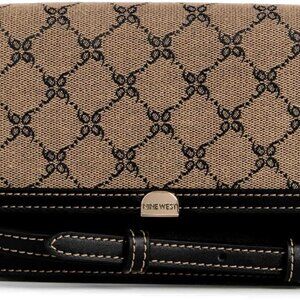 Women's Phone Wallet Crossbody Natural Logo Jacquard Snap Closure